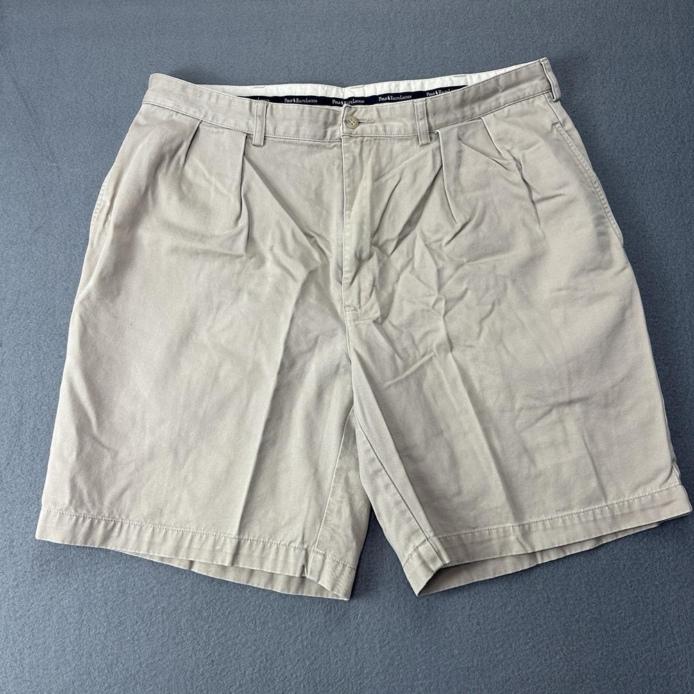 Vintage Polo Ralph Lauren Tyler shorts Beige Pleated Chino 38 (fit 36.5x8.5)